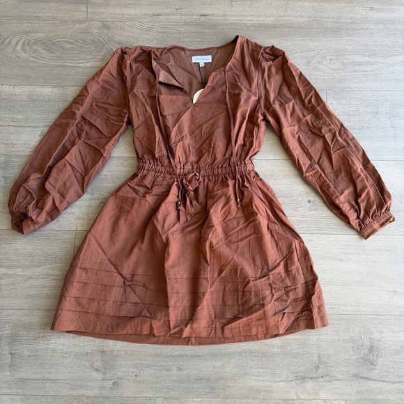 NWT Lost + Wander brown long sleeve mini dress - size XS